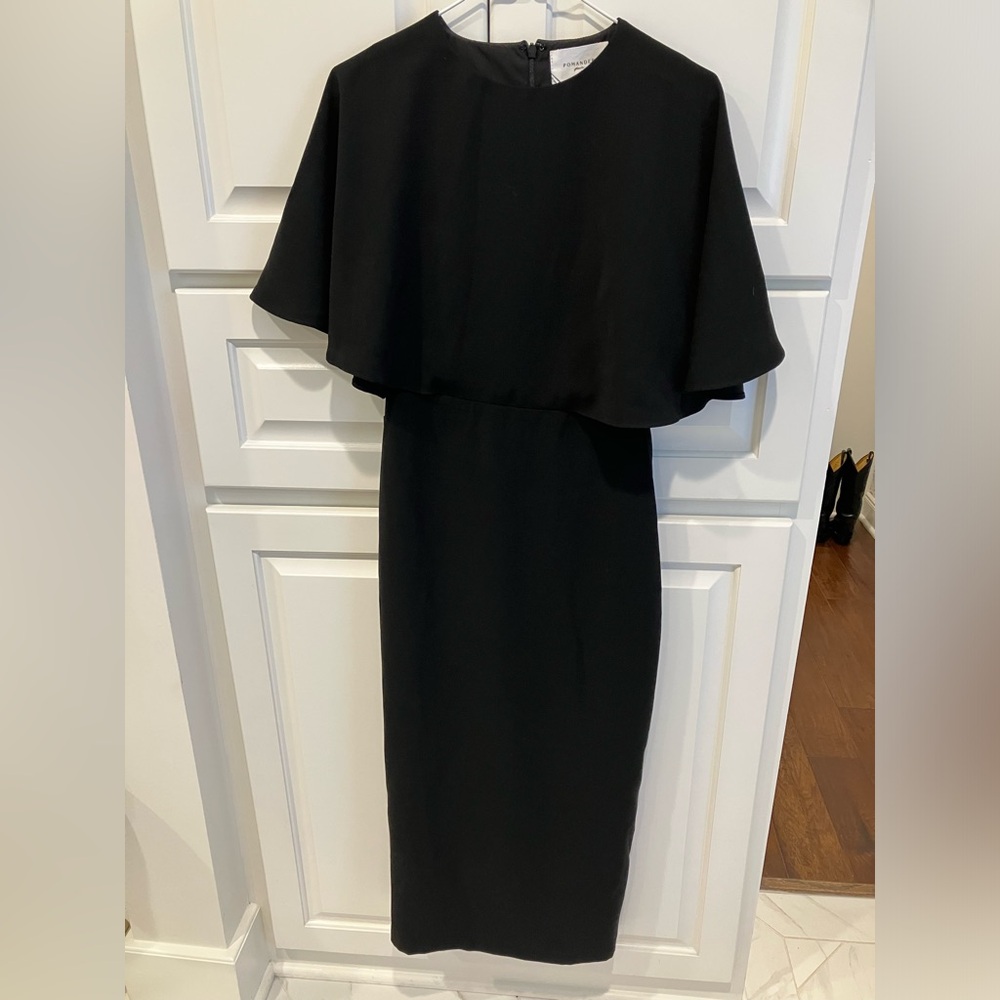 Pomander Place Black Cape-Sleeve Sheath Dress